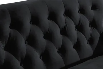 Howard Riviera Soffgrupp Svängd 3-sits + 2-sits Soffa + Fåtölj + Fotpall i Sammet - Svart - Products - Möbler - Soffa - Soffgrupp - Howard soffgrupp