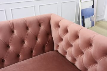 Toto 3-sits rosa soffa med guldiga ben - Rosa - Products - Möbler - Soffa - Sammetssoffa