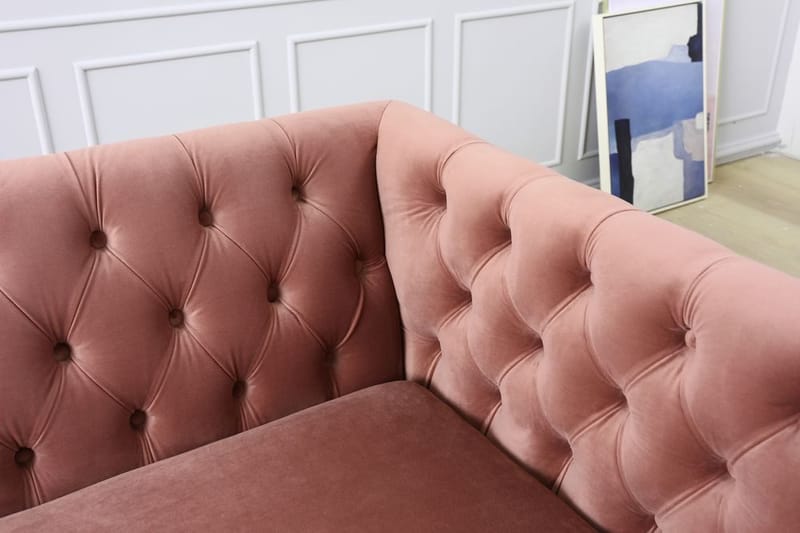 Toto 3-sits rosa soffa med guldiga ben - Rosa - Products - Möbler - Soffa - Sammetssoffa