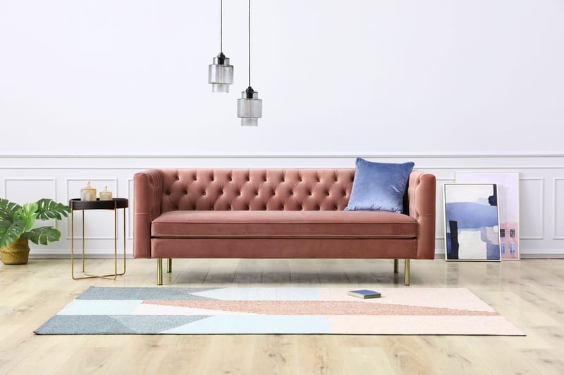 Toto 3-sits rosa soffa med guldiga ben - Rosa - Products - Möbler - Soffa - Sammetssoffa