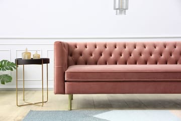 Toto 3-sits rosa soffa med guldiga ben - Rosa - Products - Möbler - Soffa - Sammetssoffa