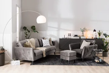 Trend 2-sits Sammetssoffa - Mörkgrå - Products - Möbler - Soffa - Sammetssoffa