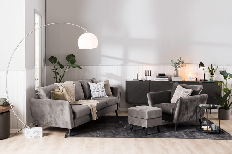 Trend 2-sits Sammetssoffa - Mörkgrå - Products - Möbler - Soffa - Sammetssoffa