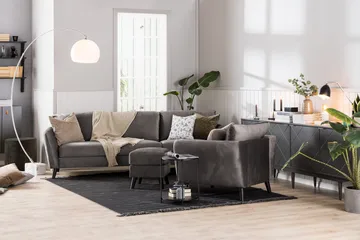 Trend 2-sits Sammetssoffa - Mörkgrå - Products - Möbler - Soffa - Sammetssoffa