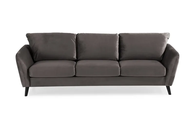 Trend 3-sits Sammetssoffa, Mörkgrå