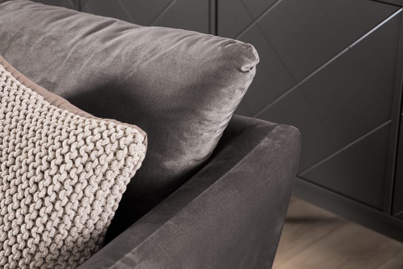 Trend 3-sits Sammetssoffa - Mörkgrå - Products - Möbler - Soffa - 3 sits soffa