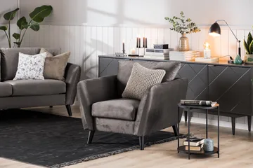 Trend 3-sits Sammetssoffa - Mörkgrå - Products - Möbler - Soffa - 3 sits soffa