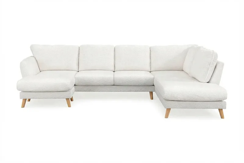 Trend Lyx 4-sits Högervänd U-formad Soffa med Divan och Schäslong i Bouclé - Vit - Products - Möbler - Soffa - U-soffa
