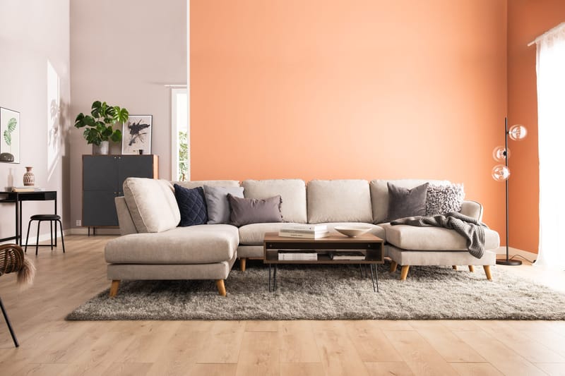 Trend Lyx 4-sits Vänstervänd U-formad Soffa med Divan och Schäslong i Tyg - Beige - Products - Möbler - Soffa - U-soffa