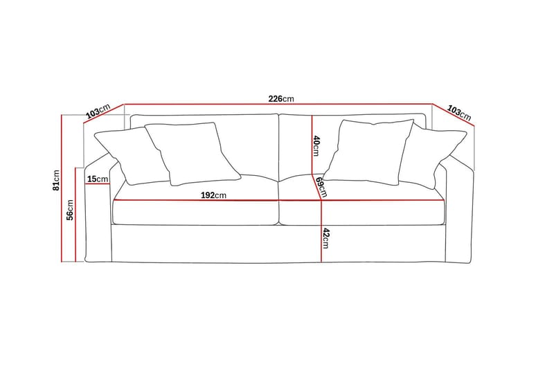Valencia Extra Djup 3-sits Soffa med avtagbar och tvättbar klädsel - Beige - Products - Möbler - Soffa - 3 sits soffa