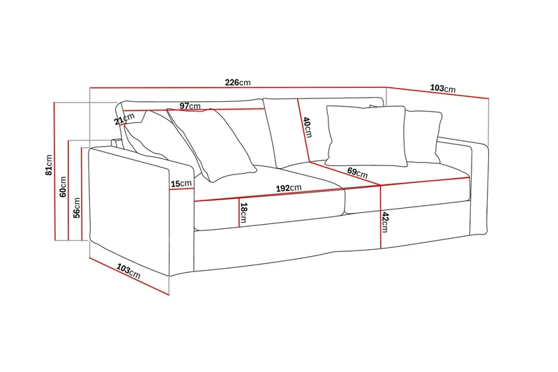 Valencia Extra Djup 3-sits Soffa med avtagbar och tvättbar klädsel - Mörkbrun - Products - Möbler - Soffa - 3 sits soffa