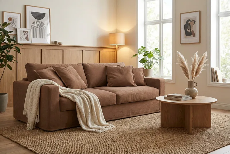 Valencia Extra Djup 3-sits Soffa med avtagbar och tvättbar klädsel - Rostbrun - Products - Möbler - Soffa - 3 sits soffa