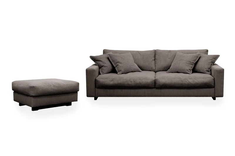 Valencia Soffgrupp Extra Djup 3-sits Soffa + Fotpall - Brun - Products - Möbler - Soffa - Hörnsoffa