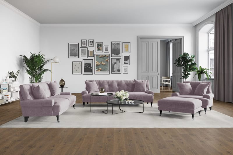 Andrew Loveseat Sammet - Lila/Krom - Products - Möbler - Fåtölj & stolar - Fåtölj