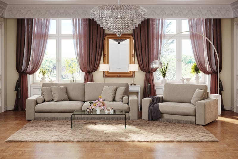Arken Lyx Stor Djup Sammetsfåtölj - Beige - Products - Möbler - Fåtölj & stolar - Fåtölj