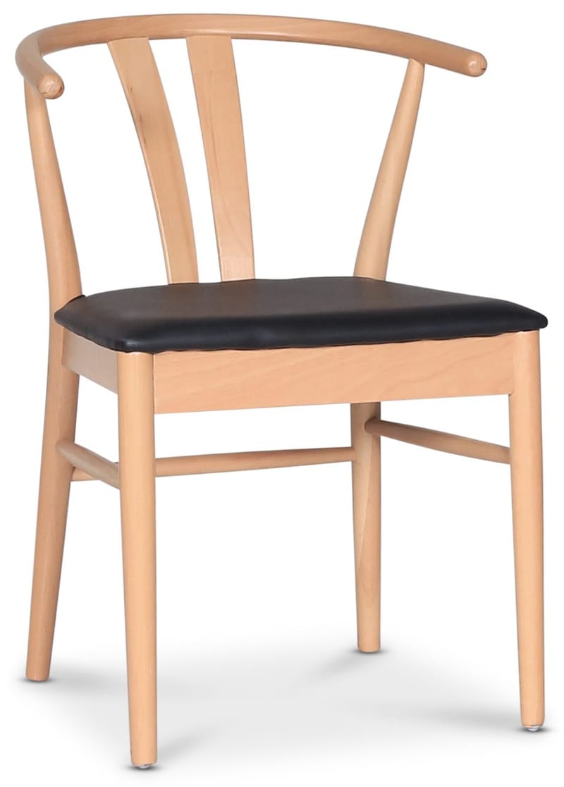 Astrid matstol med svart PU sits, Svart