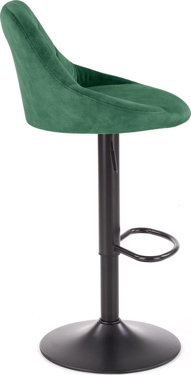 Barstol med grön klädsel & svart fot, Grön