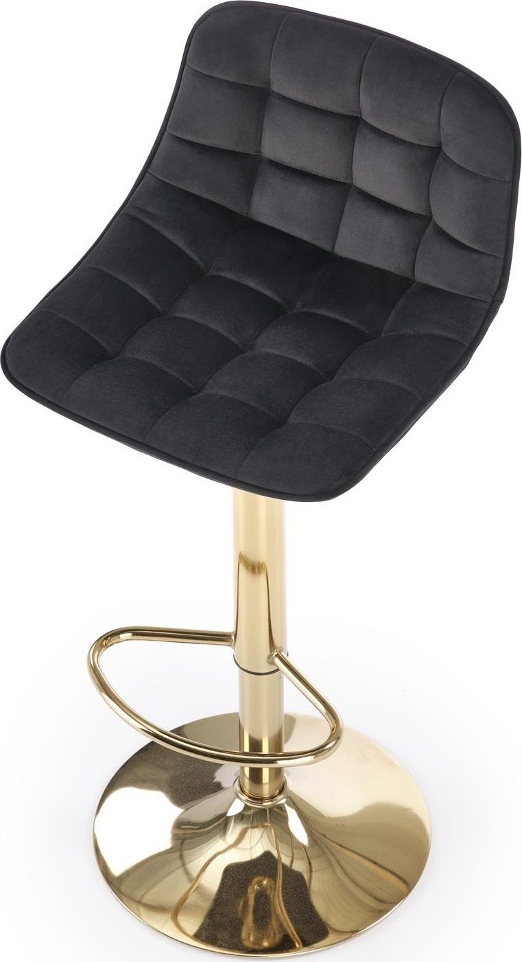Barstol svart sammet med guldfot - Sitthöjd 62-84 cm - Svart/guld - Products - Möbler - Fåtölj & stolar - Barstol & barpall