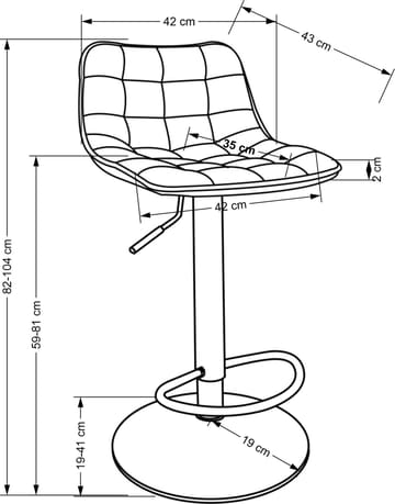 Barstol svart sammet med guldfot - Sitthöjd 62-84 cm - Svart/guld - Products - Möbler - Fåtölj & stolar - Barstol & barpall