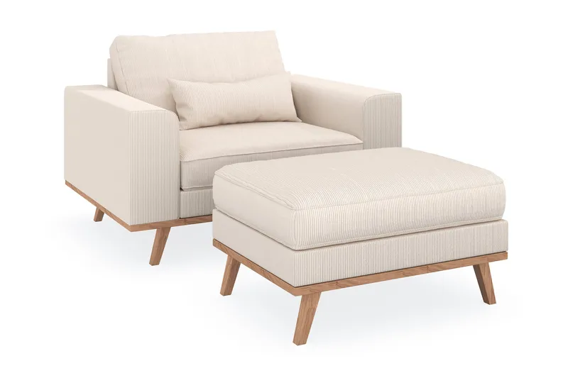 Copenhagen Fåtölj med fotpall, Ljusbeige