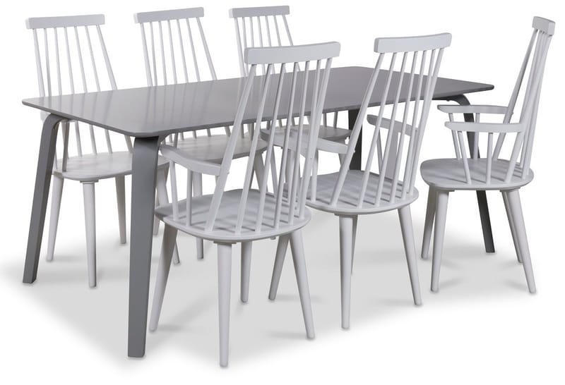 Dalsland vit pinnstol med armstöd och hög rygg, Vit