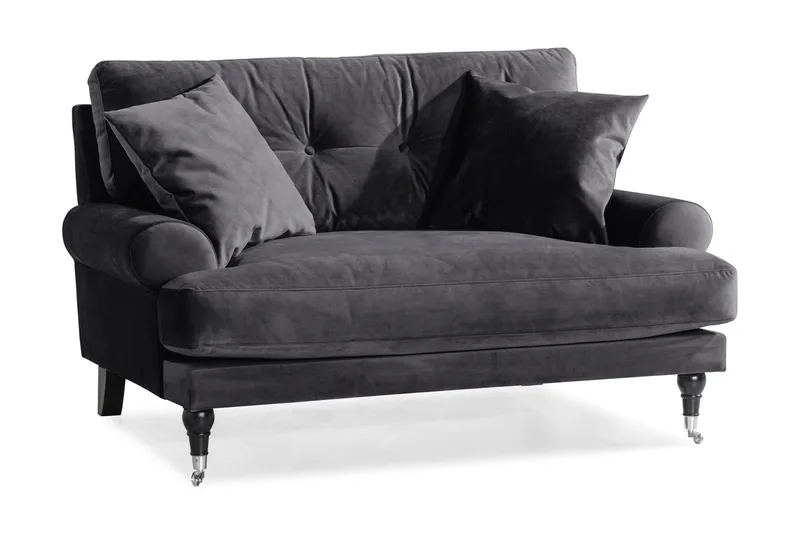 Andrew Loveseat Sammet - Mörkgrå/Krom - Products - Möbler - Fåtölj & stolar - Fåtölj - Sammetsfåtölj