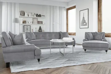 Andrew Loveseat Sammet - Silvergrå/Krom - Products - Möbler - Fåtölj & stolar - Fåtölj - Sammetsfåtölj