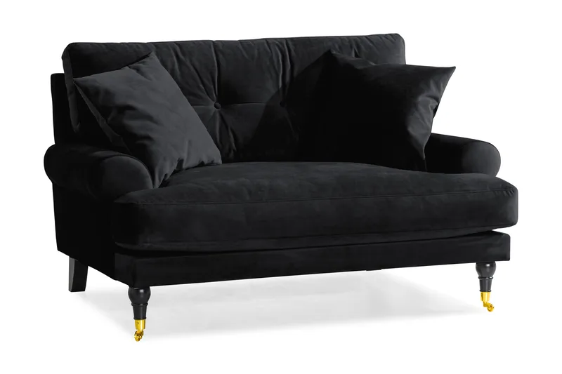Andrew Loveseat Sammet - Svart/Mässing - Products - Möbler - Fåtölj & stolar - Fåtölj - Sammetsfåtölj