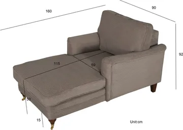 Chaiselounge Howard Watford Deluxe - Grå - Grå - Products - Möbler - Fåtölj & stolar - Fåtölj - Liggfåtölj