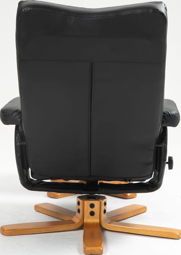 Duva reclinerfåtölj med fotpall i svart PU med bruna ben - Svart - Products - Möbler - Fåtölj & stolar - Fåtölj - Biofåtölj & reclinerfåtölj