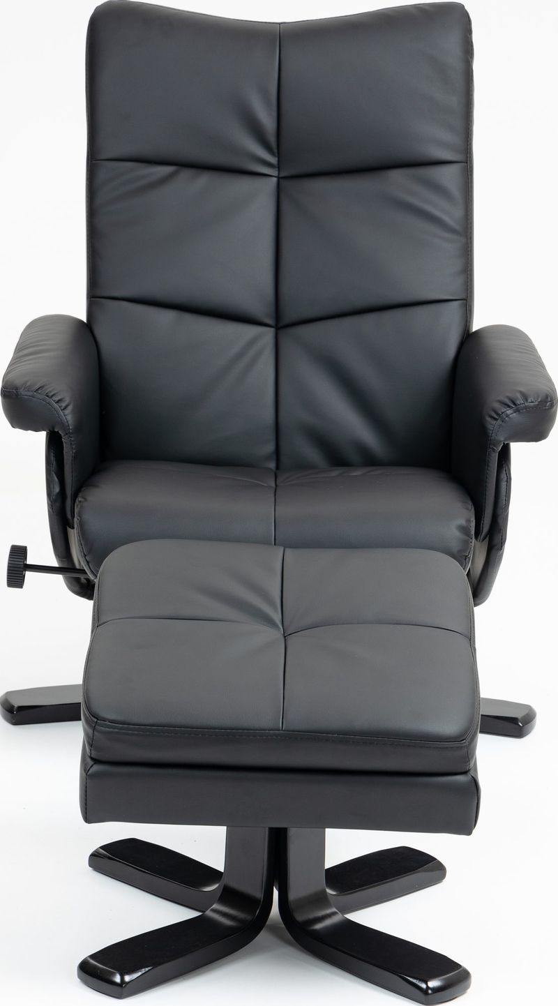 Duva reclinerfåtölj med fotpall i svart PU - Svart - Products - Möbler - Fåtölj & stolar - Fåtölj - Biofåtölj & reclinerfåtölj