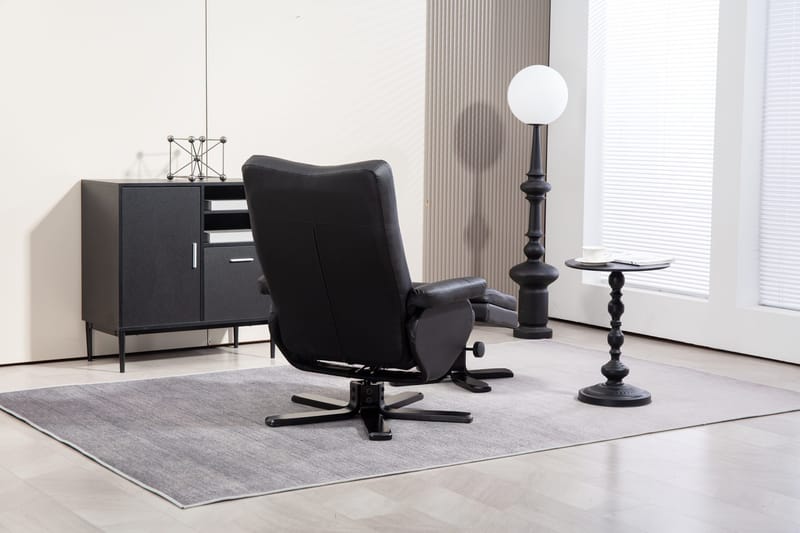 Duva reclinerfåtölj med fotpall i svart PU - Svart - Products - Möbler - Fåtölj & stolar - Fåtölj - Biofåtölj & reclinerfåtölj