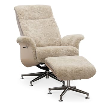 Fårskinnsfåtölj med fotpall beige / whitewash - Ulla - Beige - Products - Möbler - Fåtölj & stolar - Fåtölj - Biofåtölj & reclinerfåtölj