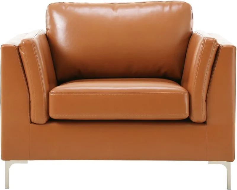 Fåtölj cognacs färgat konstläder - Cansas, Cognac