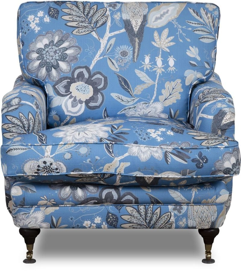 Fåtölj Howard blommigt tyg blå