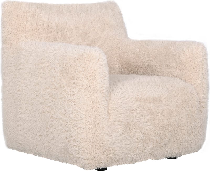 Fåtölj fluffig beige tygklädsel, beige
