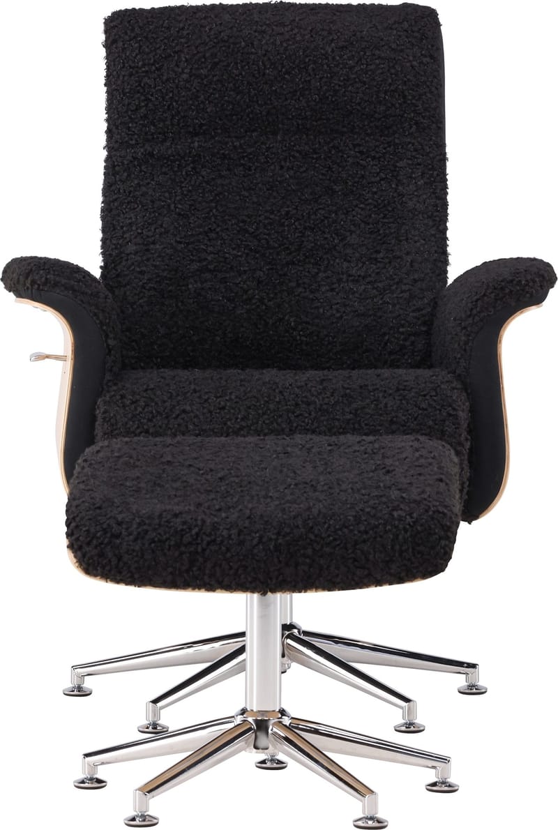 Hag ön reclinerfåtölj med fotpall - Svart/oljad ek, Antracit teddy