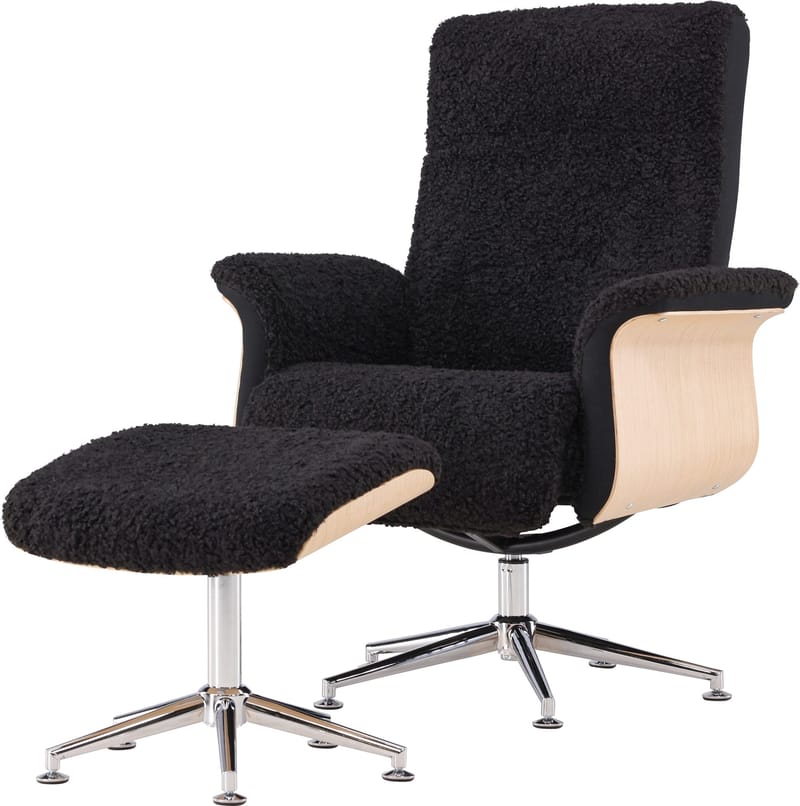 Hagön reclinerfåtölj med fotpall - Svart/oljad ek - Antracit teddy - Products - Möbler - Fåtölj & stolar - Fåtölj - Biofåtölj & reclinerfåtölj