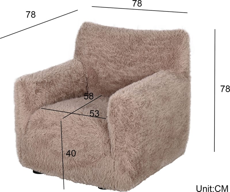 Fåtölj i fluffigt nougatfärgat tyg - Products - Möbler - Fåtölj & stolar - Fåtölj