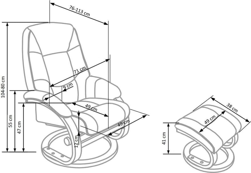 Massagefåtölj med fotpall beige PU - Lanzer, Beige
