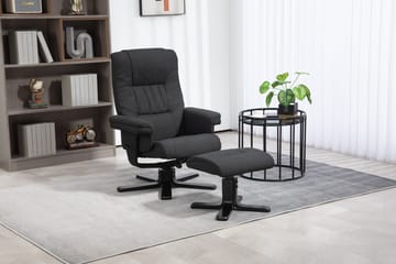 Oslo reclinerfåtölj med pall - Cortina svart - Svart - Products - Möbler - Fåtölj & stolar - Fåtölj - Biofåtölj & reclinerfåtölj