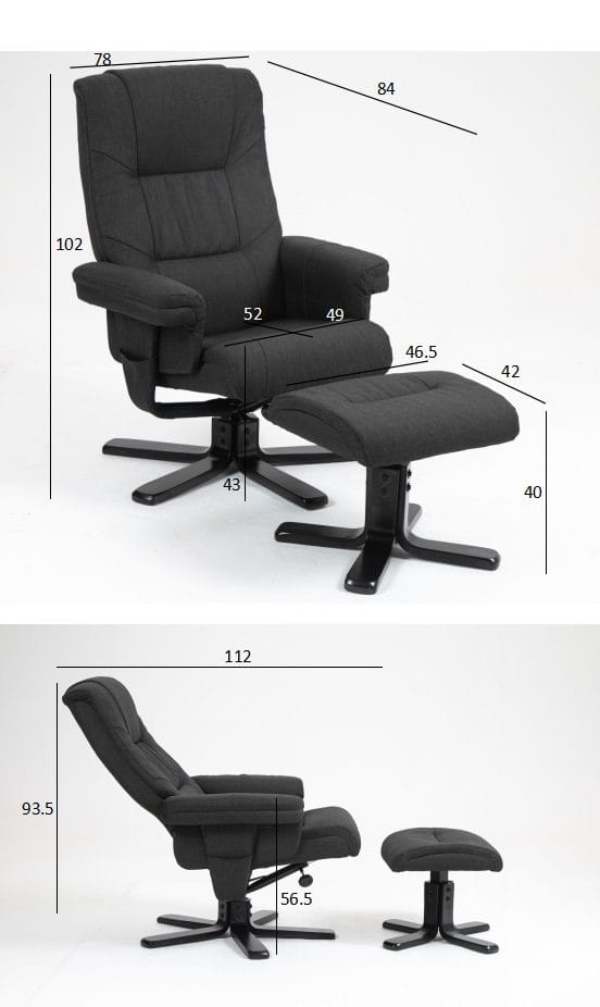 Oslo reclinerfåtölj med pall - Cortina svart - Svart - Products - Möbler - Fåtölj & stolar - Fåtölj - Biofåtölj & reclinerfåtölj