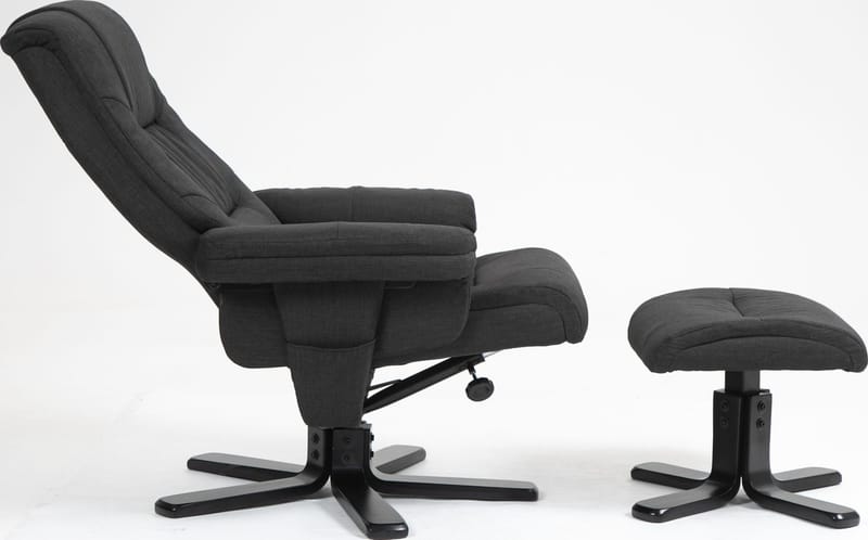 Oslo reclinerfåtölj med pall - Cortina svart - Svart - Products - Möbler - Fåtölj & stolar - Fåtölj - Biofåtölj & reclinerfåtölj