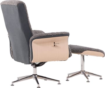 Reclinerfåtölj med fotpall - Grå fårskinnsimitation/whitewash ek - Grå - Products - Möbler - Fåtölj & stolar - Fåtölj - Biofåtölj & reclinerfåtölj