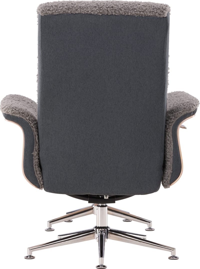 Reclinerfåtölj med fotpall - Grå fårskinnsimitation/whitewash ek - Grå - Products - Möbler - Fåtölj & stolar - Fåtölj - Biofåtölj & reclinerfåtölj