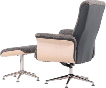 Reclinerfåtölj med fotpall - Grå fårskinnsimitation/whitewash ek - Grå - Products - Möbler - Fåtölj & stolar - Fåtölj - Biofåtölj & reclinerfåtölj