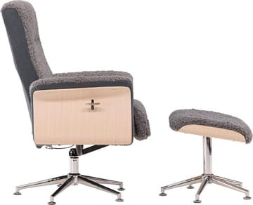 Reclinerfåtölj med fotpall - Grå fårskinnsimitation/whitewash ek - Grå - Products - Möbler - Fåtölj & stolar - Fåtölj - Biofåtölj & reclinerfåtölj
