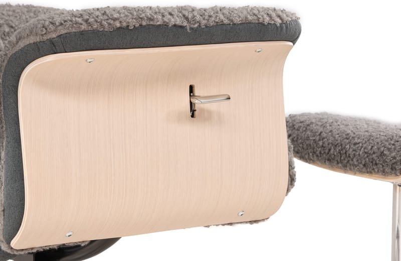 Reclinerfåtölj med fotpall - Grå fårskinnsimitation/whitewash ek - Grå - Products - Möbler - Fåtölj & stolar - Fåtölj - Biofåtölj & reclinerfåtölj