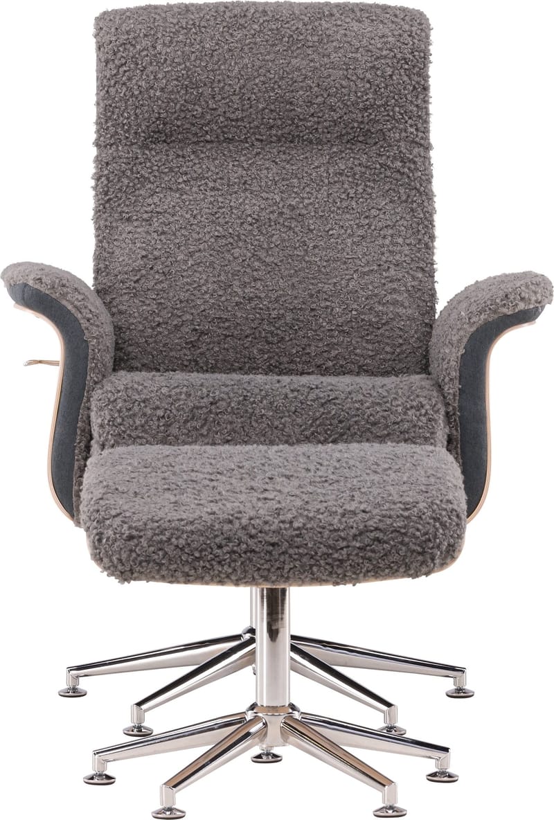 Reclinerfåtölj med fotpall - Grå fårskinnsimitation/whitewash ek - Grå - Products - Möbler - Fåtölj & stolar - Fåtölj - Biofåtölj & reclinerfåtölj