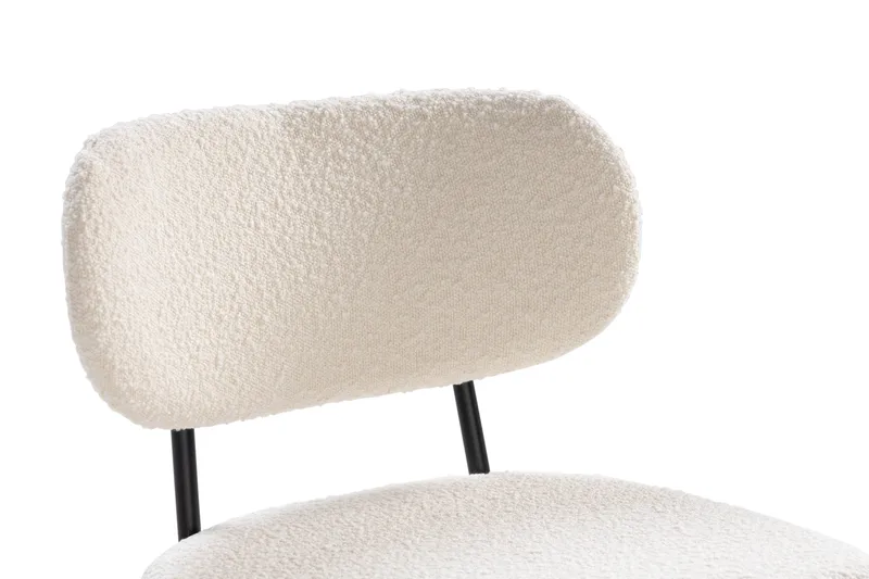 Gemmiano Stol Teddy - Vit matstol/köksstol i Boucle/Teddy med svarta metallben - Vit Teddy / Svarta ben - Products - Möbler - Fåtölj & stolar - Matstol & köksstol